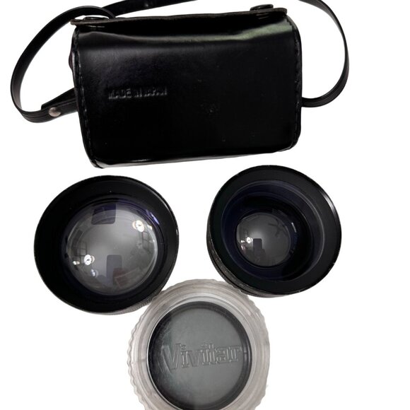 Vintage Yashikor Aux Telephoto & Wide Lens Set Vivitar 55mm Lens Leather Case - Picture 16 of 16